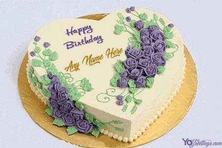 Happy Birthday Heart Flower Cakes With Name Online Free