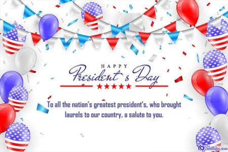 Balloons Flags US President's Day Wishes Card Download