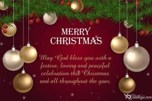 Personalized Christmas Wishes Greeting Card With Ornaments