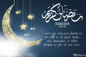 Happy Ramadan Lights Greeting Wishes Card