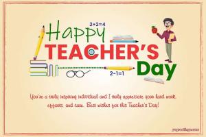 Write Wishes On Happy Teachers Day Card With Flowers