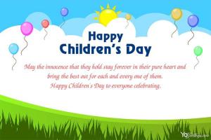 World Children's Day Greeting Card With Funny Children Background