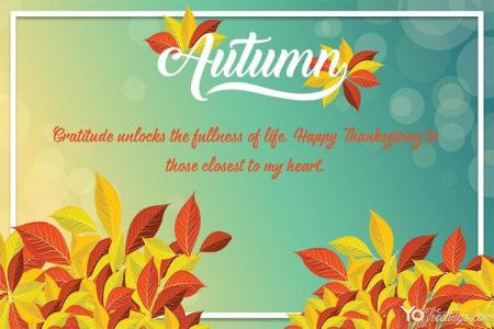 Happy Autumn Thanksgiving 2022 Cards Maker Online