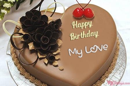 Chocolate Heart Birthday Cake For Lover With Name Online