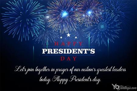 Happy Presidents' Day Greeting Wishes Cards With Fireworks