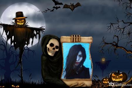 Happy Halloween Death Photo Frame Cards