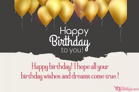 Happy Birthday Greeting Cards Images With Golden Balloons