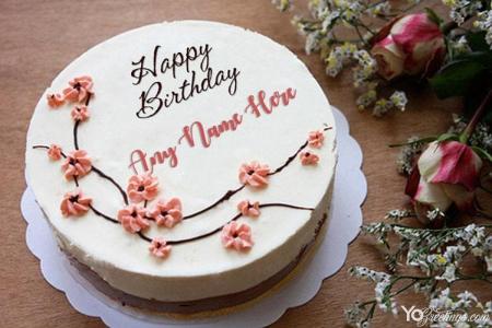 Online Beautiful Flower Birthday Cake With Name Edit
