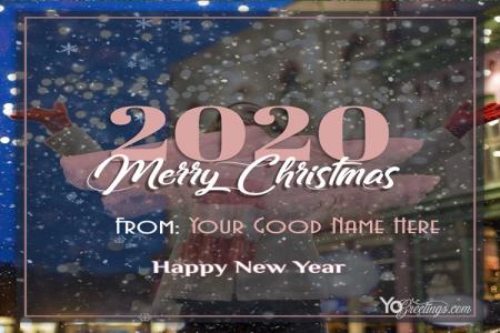 Write Name and Photo on Christmas & New Year 2020 Card