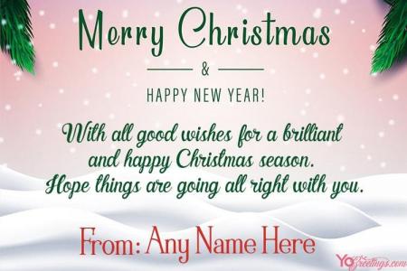 Personalized Merry Christmas Greeting Card With Name Editor