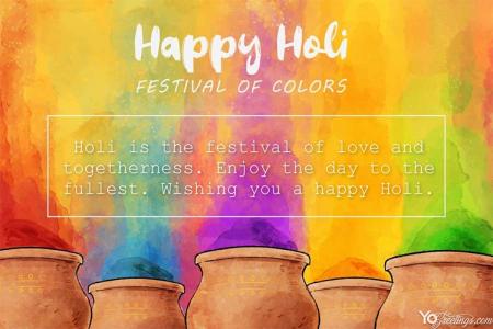 Customized Happy Holi Greeting Wishes Card
