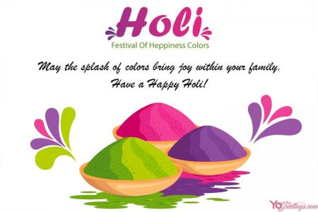 Create Holi Festival Greeting Wishes Card Online