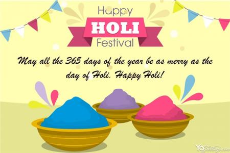 Custom Wishes & Greeting on Holi Card Maker Online