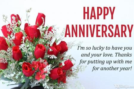 Romantic Rose Anniversary Greeting Card Maker Online