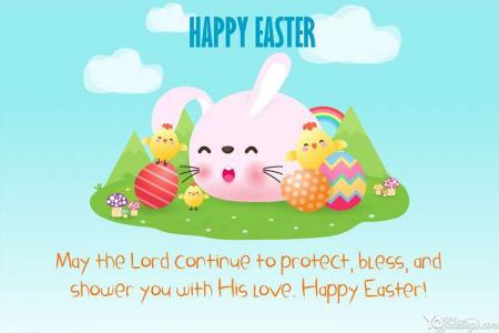 Free Happy Easter Day Card With Cute Bunny