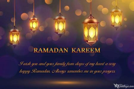 Happy Ramadan Lights Greeting Wishes Card
