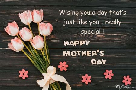 Happy Mothers Day Cards With Lovely Tulips Bouquet