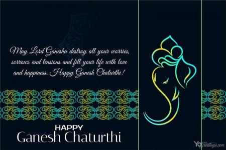 Colorful Dark Ganesh Chaturthi Card Maker Online
