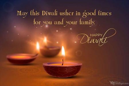 Realistic Diwali Greeting Card With Festive Candles