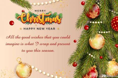 Wishing You Christmas And Happy New Year 2024 Greeting Card Online