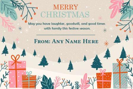 Winter Merry Christmas Card With Name Generator