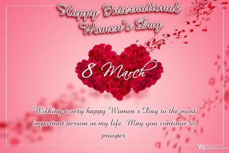 Beautiful Red Rose International Women's Day Card Maker Online