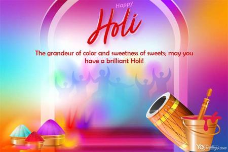 Happy Holi Celebration Gradient Card With Full Colors