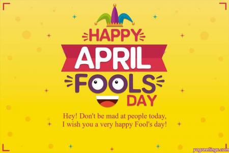 April Fools' Day Greeting Card With Yellow Background