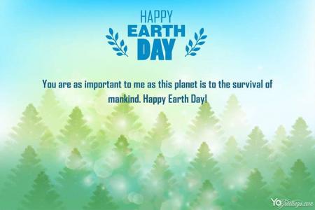 Happy Earth Day Card With Beautiful Pine Forest