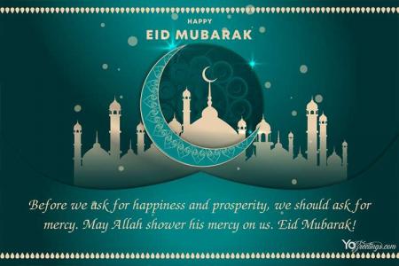 Customize Our Blue Eid Mubarak Card Templates Online