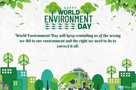 Happy World Environment Day Card With Beautiful Green Tree