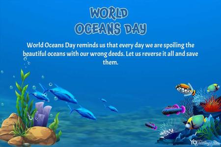Template For Custom Latest World Oceans Day Greeting Card