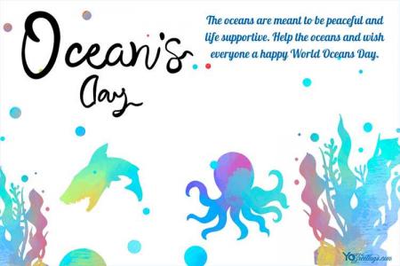 Gradient World Ocean Day Greeting Cards Free Download