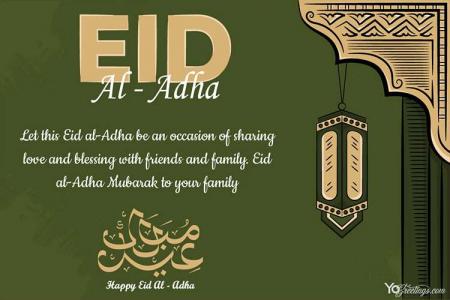 Hand Drawn Eid ul-Adha Greeting Cards With Green Background