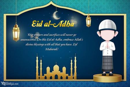 Eid ul-Adha Greeting Cards With People Lantern