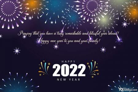 Create Beautiful New Year 2022 Fireworks Greeting Card