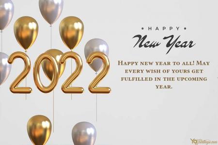 Happy New Year 2022 Card With Balloons