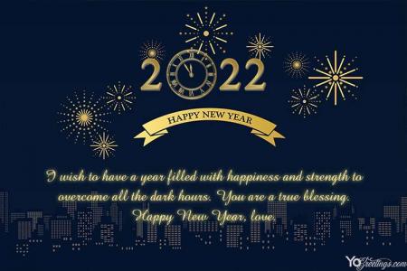 Fireworks City New Year 2022 Wishes Card Maker Online