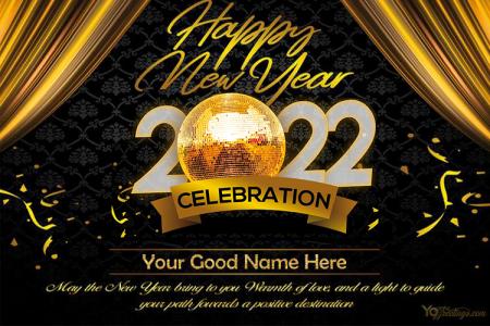 Snow Happy New Year 2022 Greeting Cards With Name Edit