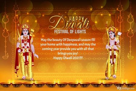 Happy Diwali Indian Festival Light Cards With Lord Rama Lakshaman
