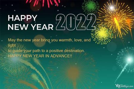 Free Happy New Year 2022 Greeting Card With Fireworks