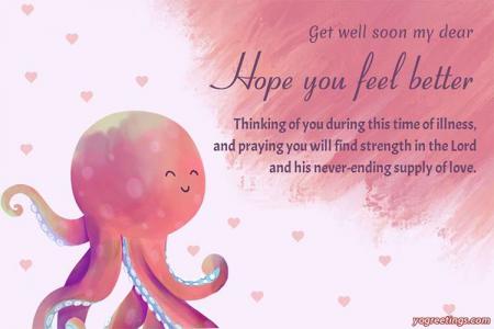 Personalize Get Well Soon Card With Lovely Pink Background