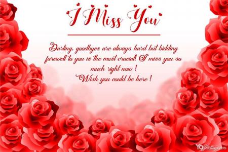 Romantic Rose I Miss You Cards For Love
