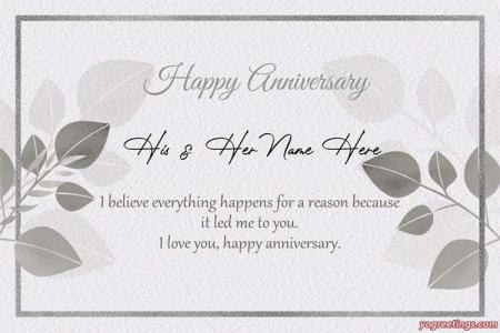Wedding Anniversary Card With Couple Name Marriage Wishes