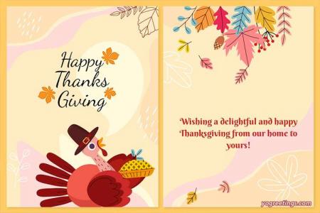 Colorful Happy Thanksgiving Card With Autumn Leaves