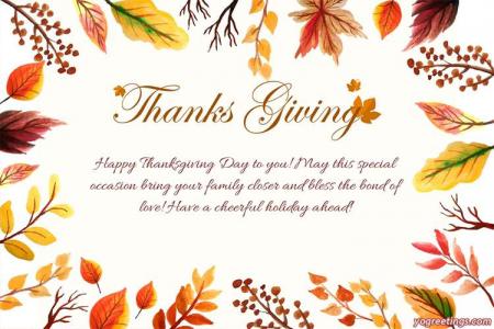 Happy Thanksgiving Wishes Card Maker Online