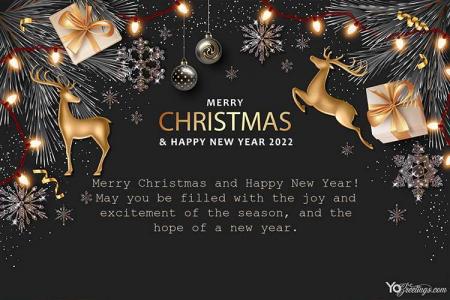Customize Luxury Merry Christmas and Happy New Year 2022 Greeting Cards
