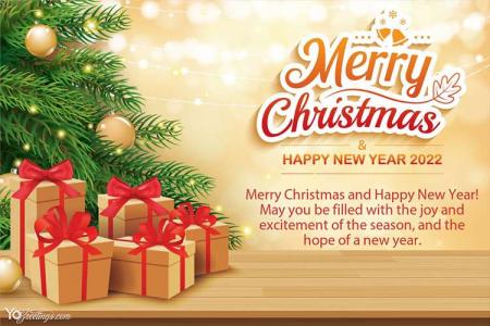 Merry Christmas & Happy New Year 2022 Holiday Wishes Cards