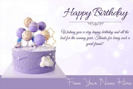 Happy Birthday Special Day Wishes Purple Cake