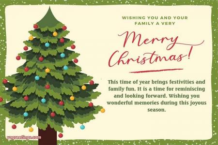 Merry Christmas Wishes Greeting Card With Christmas Tree